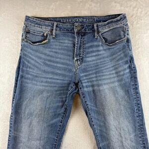 American Eagle Jeans Mens 36x32 Blue Slim Straight Dark Wash Flex Stretch Denim